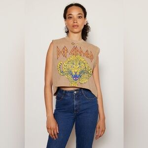 People of Leisure Def Leppard Pyromania Graphic Tank Mocha Size M